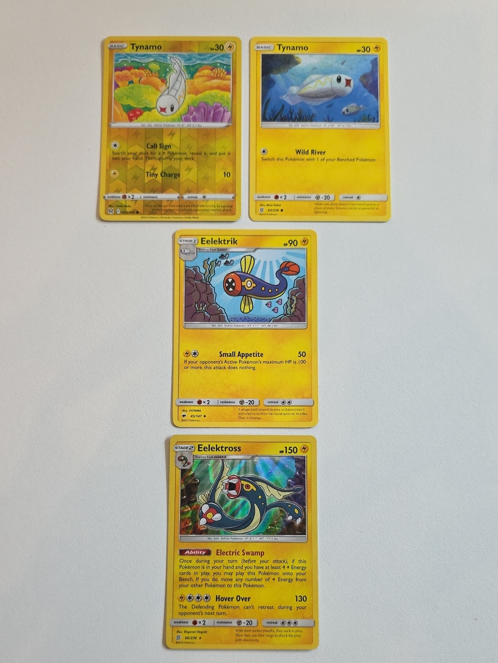 Pokemon Tynamo, Eelektrik, And Eelektross Cards
